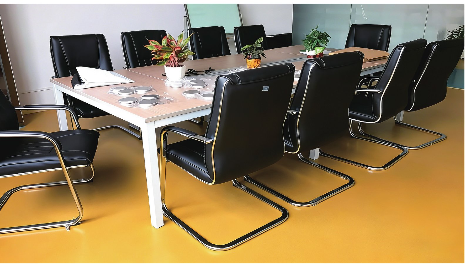 UQESH flooring installed over existing flooring in an office setting